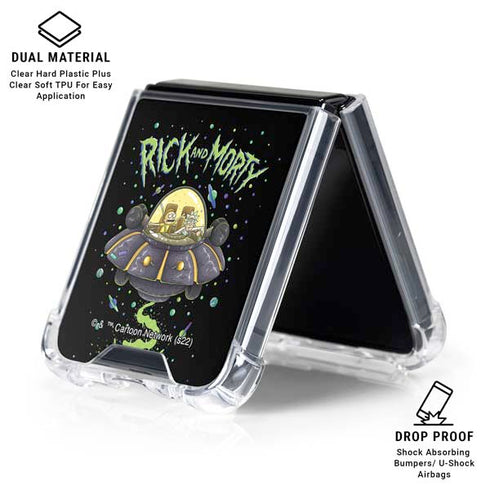 Adult Swim Rick and Morty Spaceship Galaxy Z Flip6 Clear Case